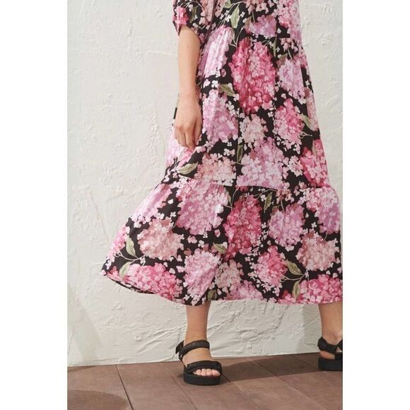 H&M Floral Print Puff sleeve Dress Viscose - Picture 11 of 16